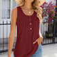 Eyelet Buttoned Round Neck Tank