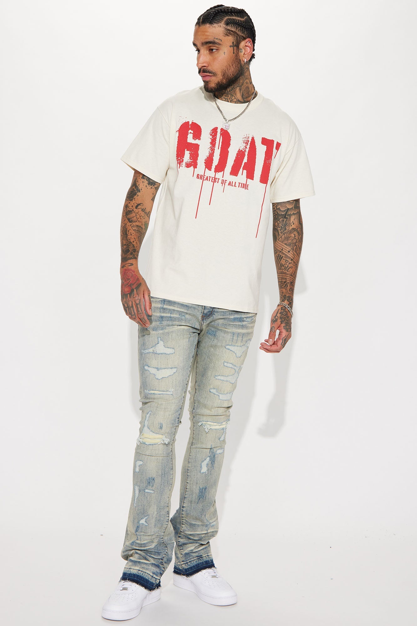 Goat Stencil Short Sleeve Tee - Tan