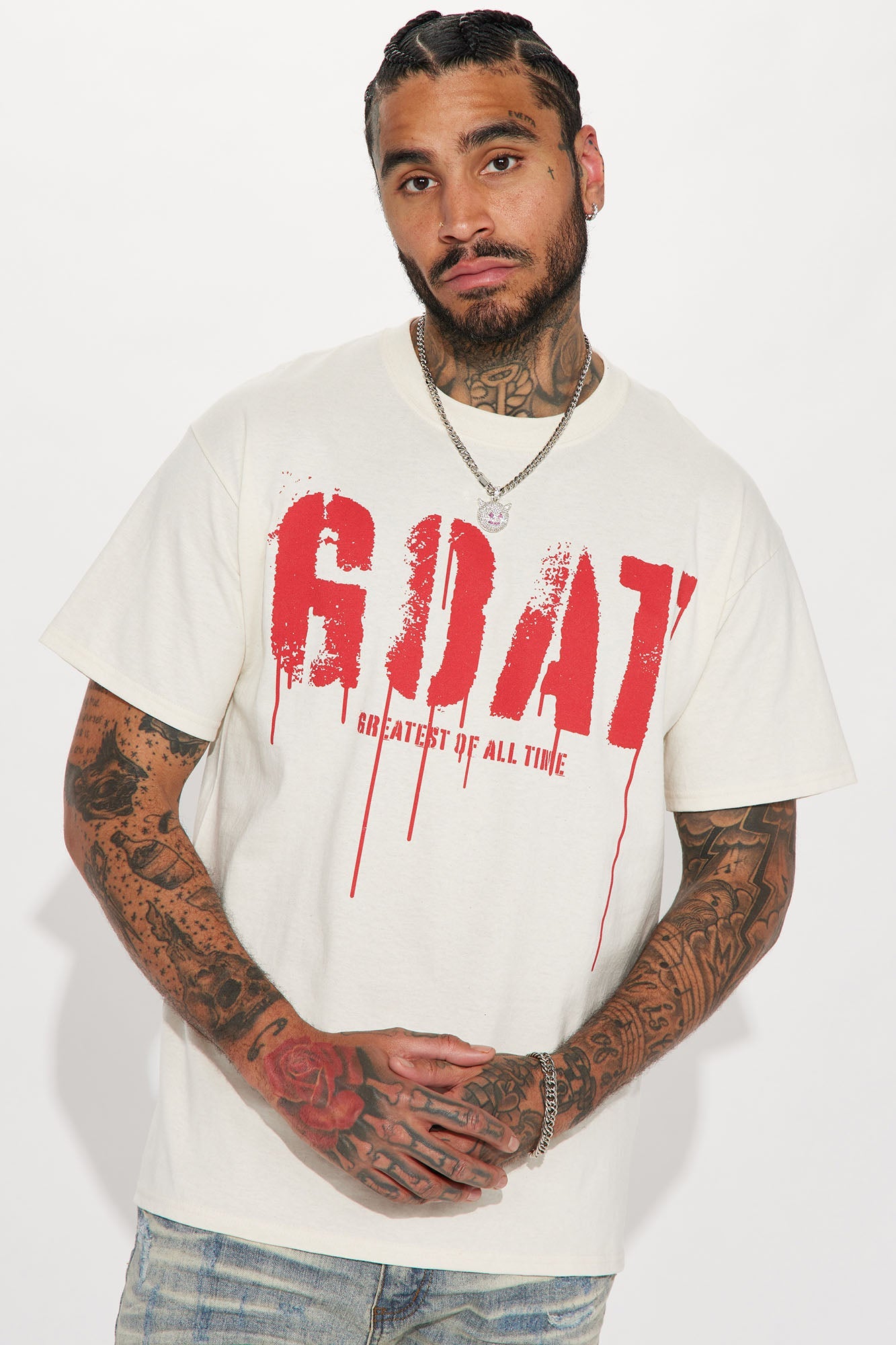 Goat Stencil Short Sleeve Tee - Tan