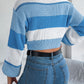 Color Block Round Neck Cropped Sweater