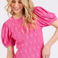 Mittoshop Flower Pattern Round Neck Short Sleeve Top