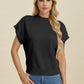 Double Take Full Size Mock Neck Short Sleeve Sweater