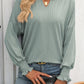 Textured Notched Lantern Sleeve T-Shirt