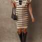 Striped Quarter Zip Cap Sleeve Sweater Dress