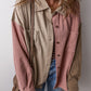 Dusty Pink Button Up Color Block  Long Sleeve Shacket