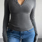 Quarter Button Long Sleeve T-Shirt
