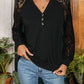 Lace V-Neck Long Sleeve T-Shirt