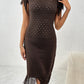 Fringe Openwork Boat Neck Knit Dress