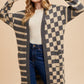 Annie Wear Checkered & Striped Open Front Long Sleeve Cardigan