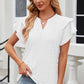 Full Size Eyelet Notched Flutter Sleeve T-Shirt