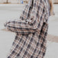Drawstring Plaid Hooded Long Sleeve Shirt