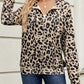 Full Size Leopard Collared Neck Zip Up Jacket