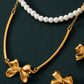 3 Piece Pearl Necklace, Bow Necklace and Stud Earrings Jewelry Set