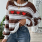 Heart Round Neck Long Sleeve Sweater