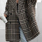 Houndstooth Collared Neck Long Sleeve Coat