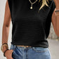 Opaque Basic Style Round Neck Cap Sleeve Blouse