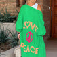 Letter Dropped Shoulder Long Sleeve Cardigan