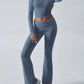 Devine Ruched Long Sleeve Top and Pants Set