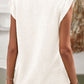 Opaque Basic Style Round Neck Cap Sleeve Blouse