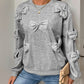 Perfee Bow Round Neck Long Sleeve Sweatshirt