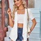 Eyelet Open Front Short Sleeve Cover Up