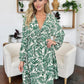 Double Take Full Size Printed Ruched Balloon Sleeve Dress