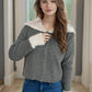 Zip Up Collared Neck Long Sleeve Cardigan
