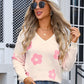 Flower V-Neck Long Sleeve Sweater