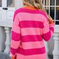 Angel Wings Contrast Striped Round Neck Sweater
