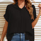 Mandy Side Slit Notched Short Sleeve Blouse