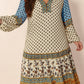 Plus Size Printed V-Neck Balloon Sleeve Maxi Dress