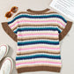 Contrast Round Neck Short Sleeve Sweater