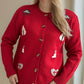 Button Up Round Neck Long Sleeve Cardigan