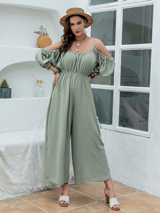 Spaghetti Strap Wide Leg Jumpsuit