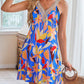 Lace Detail Printed V-Neck Sleeveless Dress