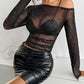 Mesh One Shoulder Long Sleeve Top