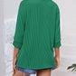 Full Size Textured Round Neck Three-Quarter Sleeve Blouse