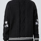 Star Embroidered V-Neck Long Sleeve Cardigan