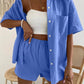 Button Up Short Sleeve Shirt and Shorts Set