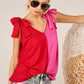 BiBi Shoulder Ribbon Tied Contrast Tank - Brand BiBi