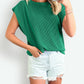 Full Size Textured Round Neck Cap Sleeve Blouse