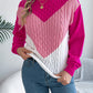 Contrast Round Neck Long Sleeve Sweater