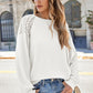 Lace Detail Round Neck Lantern Sleeve Top