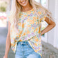 Printed Round Neck Cap Sleeve Blouse