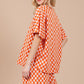 Ces Femme Checkered Round Neck Top and Shorts Set
