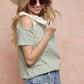 BiBi Tied Ribbon One Shoulder Short Sleeve T-Shirt - Brand BiBi