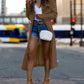Collared Neck Long Sleeve Trench Coat