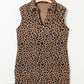 Leopard Johnny Collar Sleeveless Mini Dress