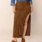 Plus Size Ruffled Slit High Rise Skirt