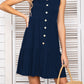 Decorative Button Scoop Neck Sleeveless Tiered Dress